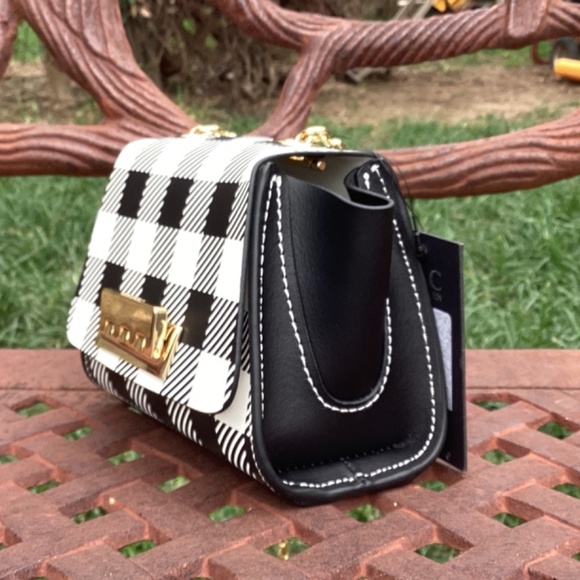 NWT Zac Zac Posen Leather Mini Eartha Crossbody Gingham Print Bag - Picture 2 of 11
